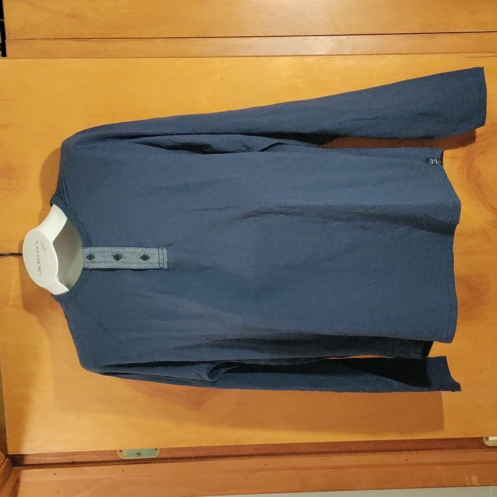 🆕 Lucky ☘️Brand men's size large navy blue long sleeve shirt